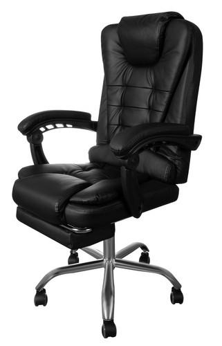 Кресло офисное черное экокожа с подставкой для ног MALATEC 23286 - фото 1 - id-p1566422255