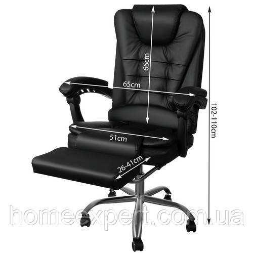 Кресло офисное черное экокожа с подставкой для ног MALATEC 23286 - фото 10 - id-p1566422255