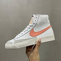 Кросівки жіночі NIKE Blazer Mid Vintage бежеві з рожевим найк блейзер демісезонні весна осінь