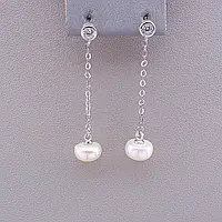 Сережки срібло з натурального каменю Перли