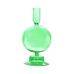 Підсвічник святковий REMY-DEСOR скляний Балу зеленого кольору для тонкої свічки висота 18 см декор для дому