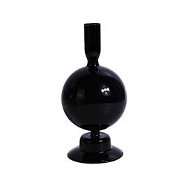 Підсвічник святковий REMY-DEСOR скляний Балу чорного кольору для тонкої свічки висота 18 см декор для дому