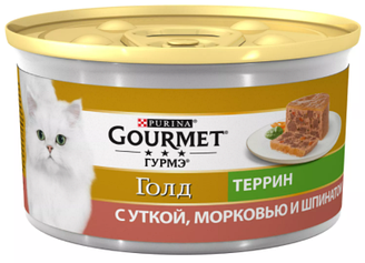 Консерва для котів Gourmet Gold (Гурме Голд) Террін паштет з качкою, морквою і шпинатом по-французьки, 85 г