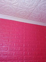 3D панель самоклеящаяся 700х770х5мм Шпалери під декоративний цегла Самоклейка 3Д Темно-рожевий, фото 3