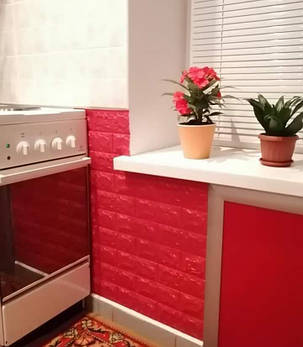 3Д панель під цеглу самоклеюча 700х770х3мм шпалери 3D самоклейка білий Червоний, фото 2