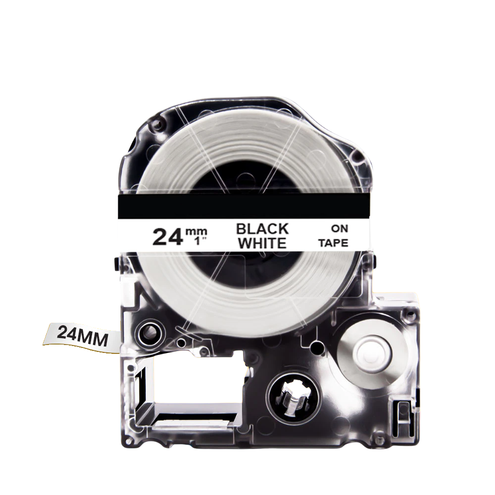 Картридж зі стрічкою для принтера Epson LabelWorks LK6WBN 24 мм 8 м Чорний/Білий