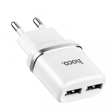 МЗП Micro USB 5V/2.4A 2USB C12 white Hoco, фото 1