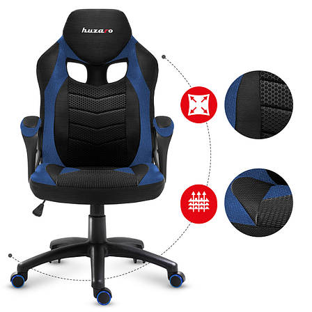 Крісло геймерське для підлітка HUZARO FORCE 2.5 Blue Mesh Матерчатий оббивка, фото 1