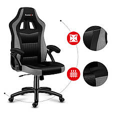 Ігрове крісло HUZARO Force 4.2 Grey Mesh Матерчатий оббивка, фото 2
