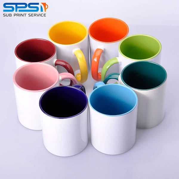 Чашки для сублімації кольорові всередині та ручка асорти 36шт