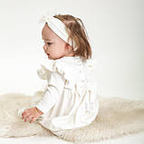 Ошатне плаття на виписку та хрещення дівчинки молочне, фото 3