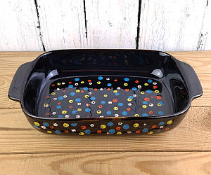 Форма для випічки керамічна прямокутна 26 см чорна декор "Конфетті"