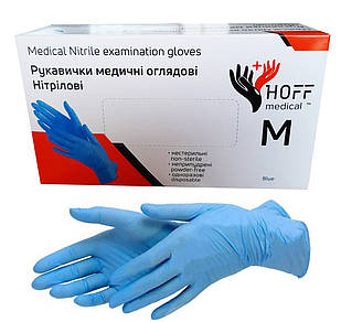 Рукавички нітрил без пудри Hoff Medical розмір M 100 шт/уп блакитні