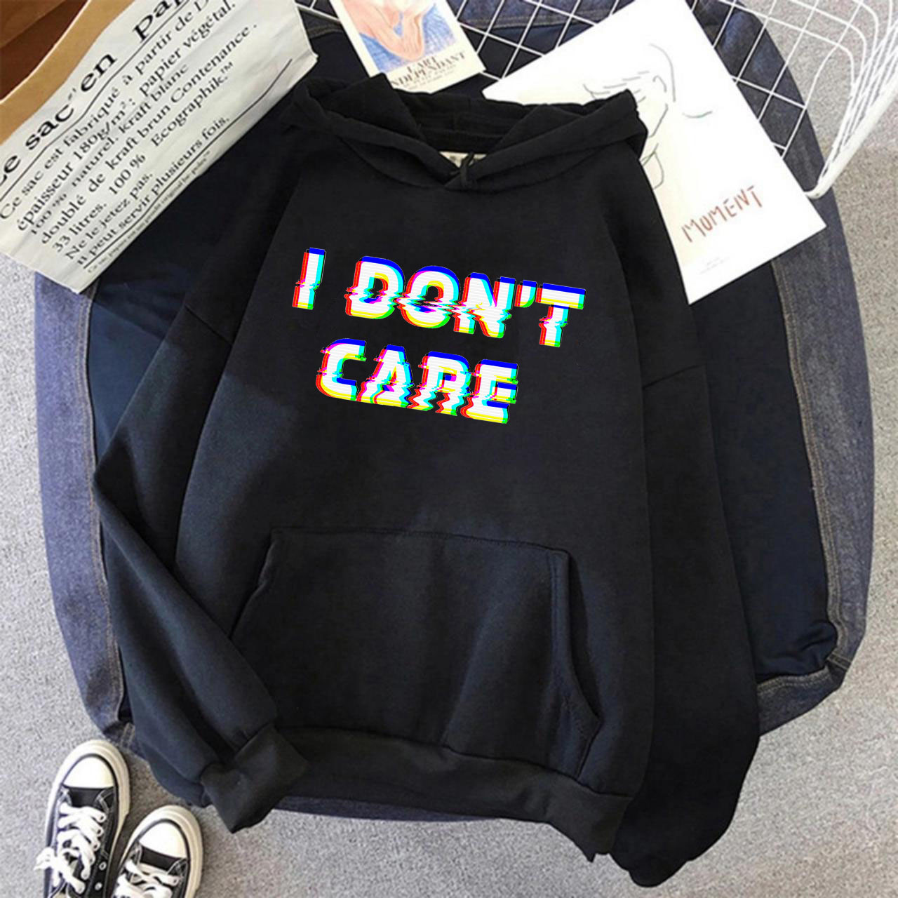 Стильна худі жіноча з принтом I DON`T CARE
