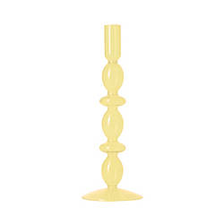 Підсвічник святковий REMY-DEСOR скляний Молді жовтого кольору для тонкої свічки висота 27 см декор для дому