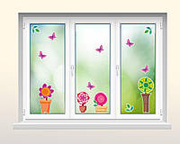 Наклейки для школи та дитячого садка на вікна у вигляді квітів
