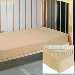 Дитяче простирадло на резинці 60х120х10см махрове Ярослав бежевий