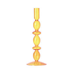 Підсвічник святковий REMY-DEСOR скляний Молді помаранчевого кольору для тонкої свічки висота 27 см декор дому