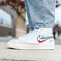 Кроссовки женские Nike Blazer White белые найк блейзер высокие демисезонные весна осень