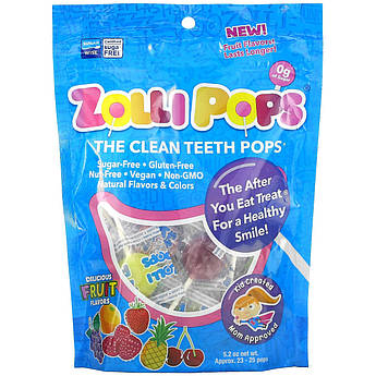 Льодяники для чищення зубів Zollipops The Clean Teeth Pops на паличці зі смаком фруктів ягід 23-25 шт.