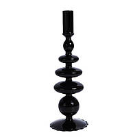Підсвічник святковий REMY-DEСOR скляний Престиж чорного кольору для тонкої свічки висота 28 см декор для дому