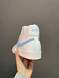 Кросівки жіночі Nike Blazer White Blue білі найк блейзер весна осінь високі демісезонні, фото 3