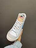Кросівки жіночі Nike Blazer White Blue білі найк блейзер весна осінь високі демісезонні, фото 4