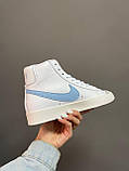 Кросівки жіночі Nike Blazer White Blue білі найк блейзер весна осінь високі демісезонні, фото 2