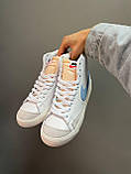 Кросівки жіночі Nike Blazer White Blue білі найк блейзер весна осінь високі демісезонні, фото 7