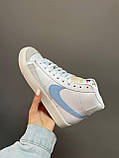 Кросівки жіночі Nike Blazer White Blue білі найк блейзер весна осінь високі демісезонні, фото 8