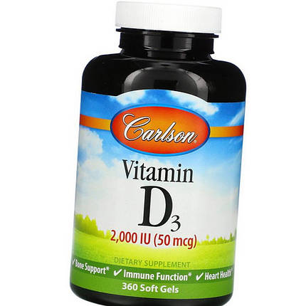 Вітамін Д Carlson Labs Vitamin D3 2000 IU 360 soft gels, фото 1