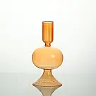 Підсвічник святковий REMY-DEСOR скляний Чері помаранчевого кольору для тонкої свічки висота 16 см декор дому, фото 3