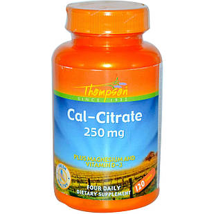 Thompson Cal-Citrate Plus Magnesium and Vitamin D-3 цитрат кальцію 250 мг, магній, вітамін D, 120 таблеток