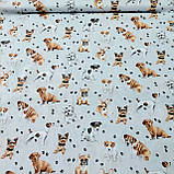 Бязь бавовна із собачками на сірому фоні, ш.160 см, фото 2