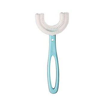 Силіконова U-подібна зубна щітка для дітей u-shaped toothbrush Блакитний (KG-4102)