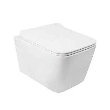 Унітаз підвісний Qtap Crow безободковый з сидінням Slim Soft-close QT05335170W
