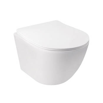Унітаз підвісний Qtap Jay безободковый з сидінням Slim Soft-close QT07335176W