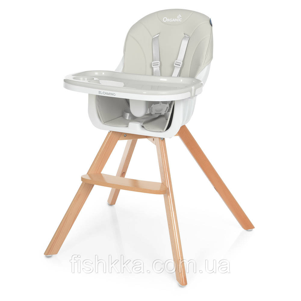 Дитячий стільчик для годування ME 1050 ORGANIC GRAY з дерев'яними ніжками