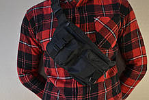 Бананка чоловіча через плече / тканинна спортивна сумка на пояс / барсетка кросбоді чорного кольору