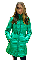 Підліткова демісезонна куртка пальто на дівчинку Alfonso смарагд розміри 164-176
