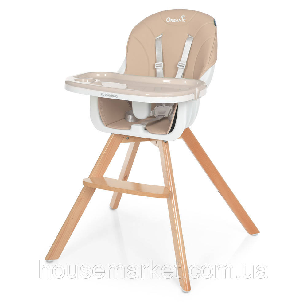 Дитячий стільчик для годування ME 1050 ORGANIC з дерев'яними ніжками - фото 1 - id-p1566711414