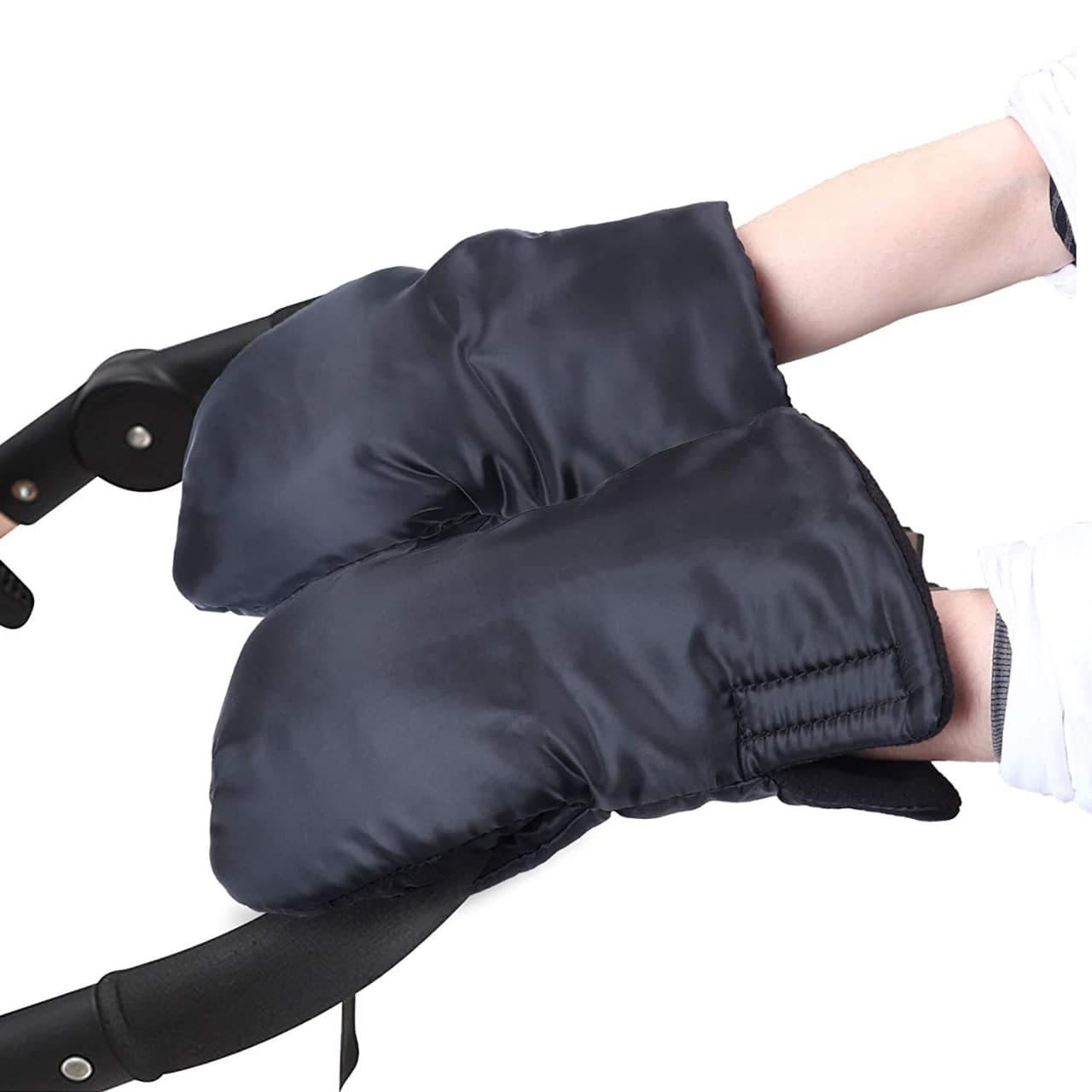 Муфти рукавиці рукавиці на коляску, Муфта для рук на ручку коляски зимова чорна