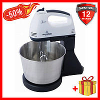 Стаціонарний міксер Crownberg CB 7321 металева чаша і 7 швидкостей, кухонний ручний міксер 300Вт