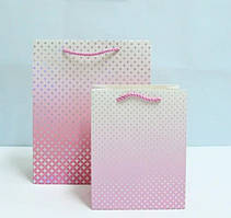 Пакет гігант вертикальний "Зірочки з голограмою на рожевому" 30х42 см