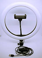 Лампа селфи кольцевая 26 см светодиодная LED кольцо с держателем для телефона и креплением под штатив