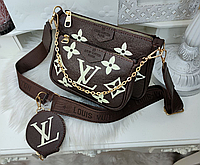 Сумочка женская Louis Vuitton Multi Pochette 3в1 Клатч Сумка маленькая Луи Витон Кросс-боди