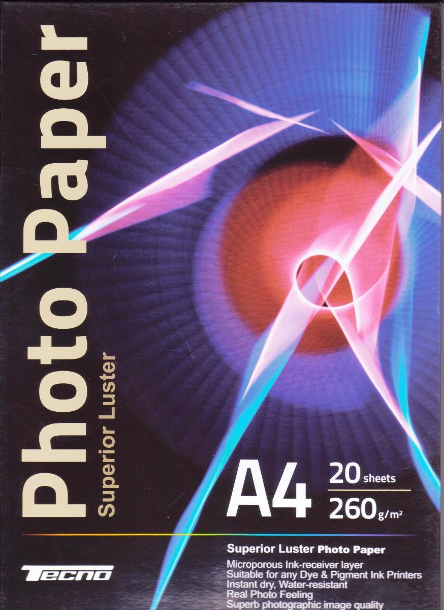 Фотопапір А4 260г/кв.м. 20 аркушів Tecno Superior Luster, фото 1