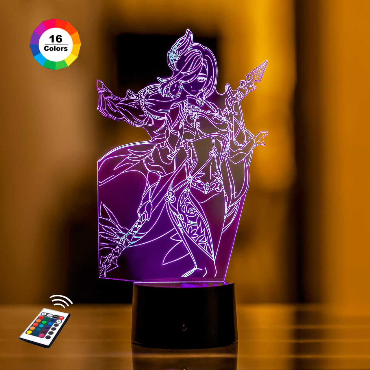 3D нічник "Шень Хе" GENSHIN IMPACT (УВАЧНЕ ЗОБРАЖЕННЯ)+ батарейки (3АА) 3DTOYSLAMP