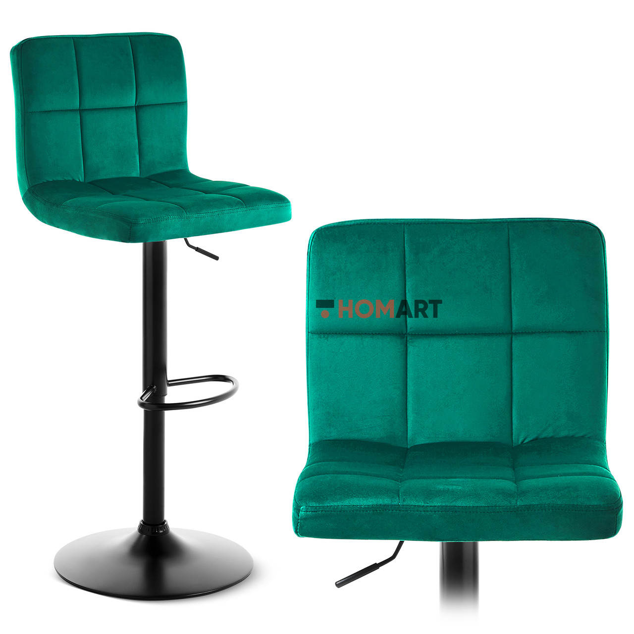 Стілець барний хокер Homart 727VB велюр зелений (9455)