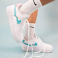 Кроссовки женские Nike Air Force White белые повседневные кожаные низкие весна осень